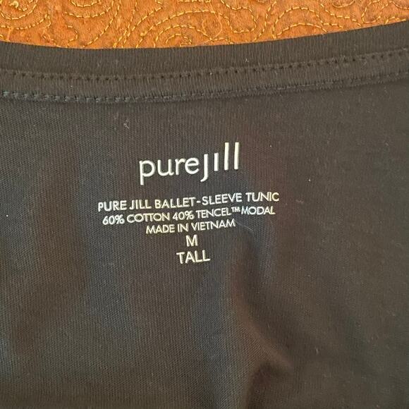 Pure Jill Black Balletcore Tunic Dress M Tall Tencel Modal Soft Scoop Neck - Picture 11 of 14